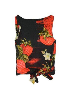 Jaded London Camarosa Strawberry Wrap Top in Black